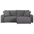 ECKSOFA in Cord Dunkelgrau  - Dunkelgrau/Schwarz, KONVENTIONELL, Kunststoff/Textil (250/153cm) - Ambia Home