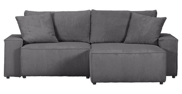 ECKSOFA Dunkelgrau Cord  - Dunkelgrau/Schwarz, KONVENTIONELL, Kunststoff/Textil (250/153cm) - Ambia Home