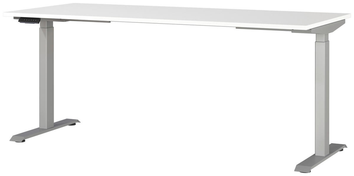 SCHREIBTISCH höhenverstellbar  - Silberfarben/Weiß, MODERN, Holzwerkstoff/Metall (180/80/72-118cm) - Novel