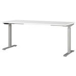 SCHREIBTISCH höhenverstellbar  - Silberfarben/Weiß, MODERN, Holzwerkstoff/Metall (180/80/72-118cm) - Novel