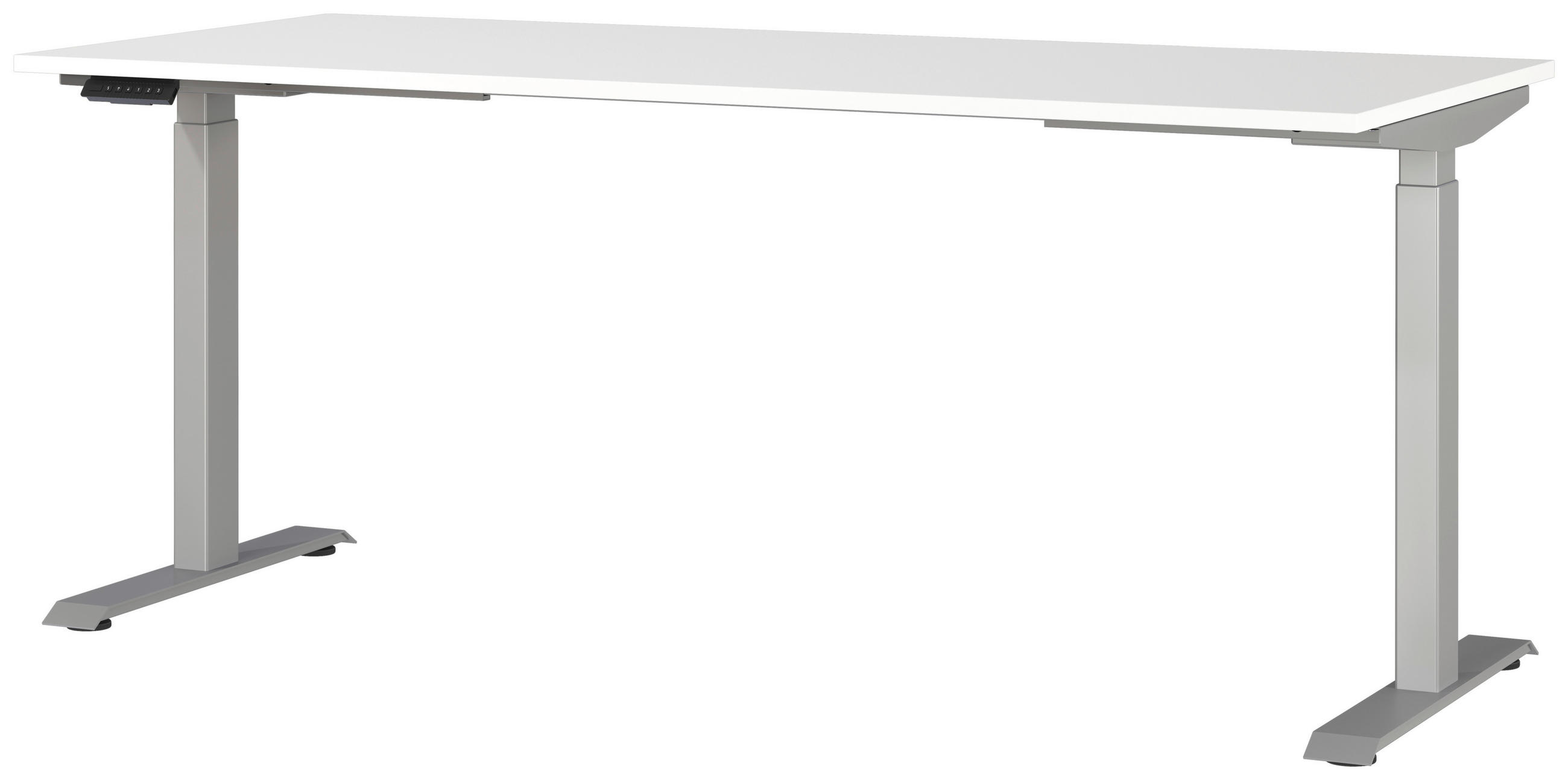 Novel Schreibtisch Silber, Weiß 80x72-118x180 cm