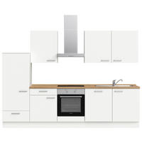 KÜCHENLEERBLOCK 300 cm   in Weiß, Eichefarben  - Edelstahlfarben/Eichefarben, MODERN, Holzwerkstoff/Metall (300cm) - Nobilia