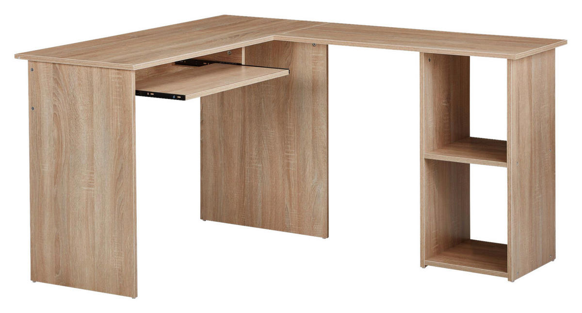 KOTNA PISALNA MIZA leseni material hrast sonoma  - hrast sonoma, Moderno, leseni material (120/140/75,5cm) - MID.YOU