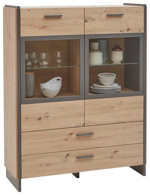 HIGHBOARD  in 117/150/41 cm  - Eiche Artisan/Grau, Design, Glas/Holzwerkstoff (117/150/41cm) - Hom`in