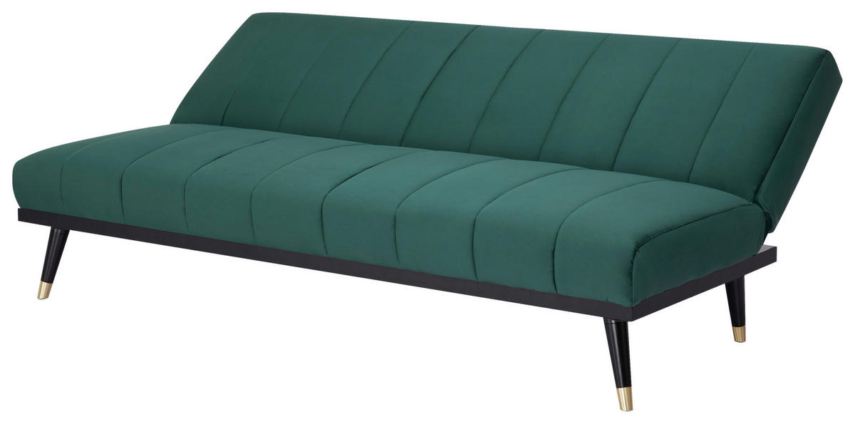 SCHLAFSOFA in Velours Grün  - Schwarz/Grün, MODERN, Holz/Textil (181/82/83cm) - MID.YOU