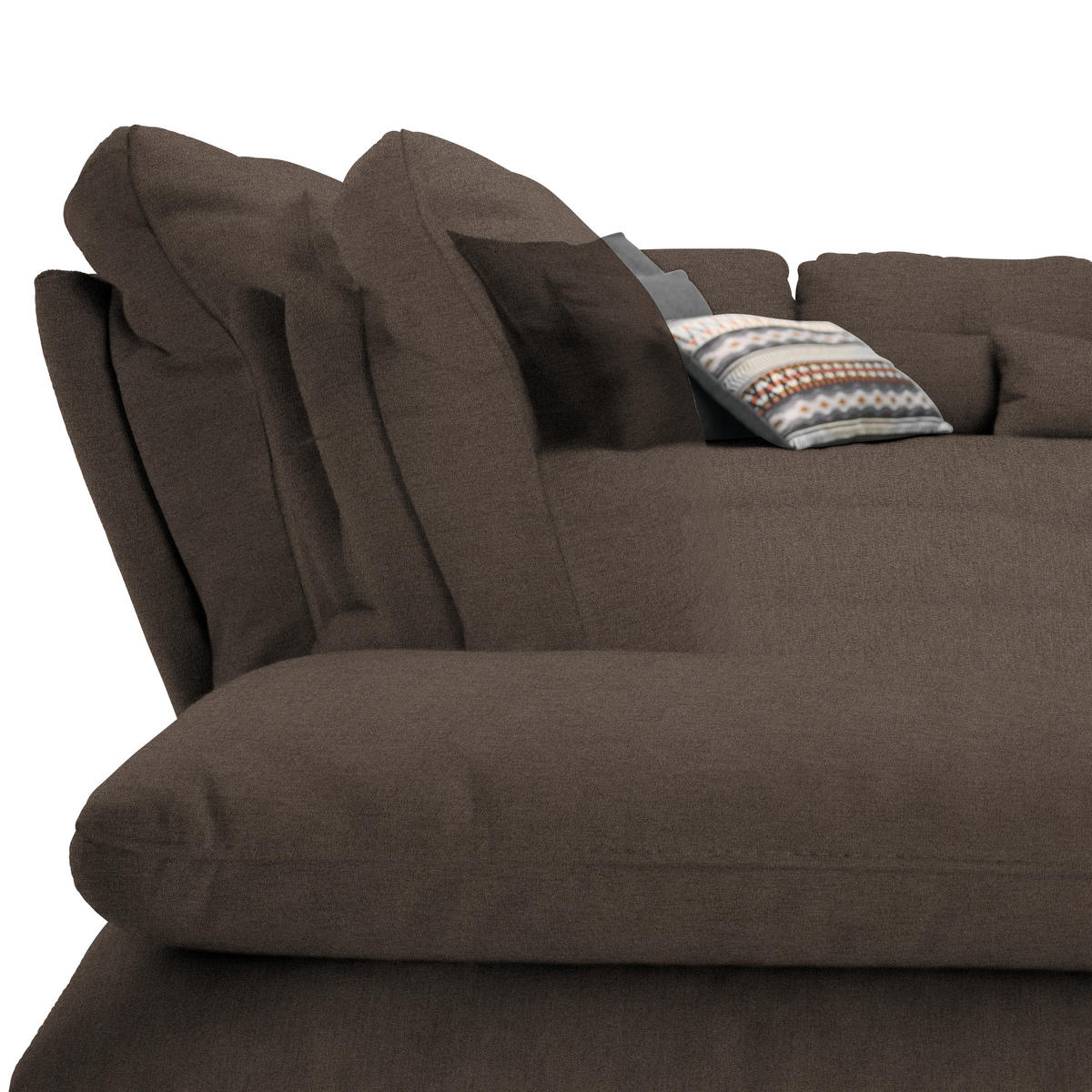 ECKSOFA in Flachgewebe Dunkelbraun  - Dunkelbraun/Schwarz, Design, Textil/Metall (344/271cm) - Chilliano
