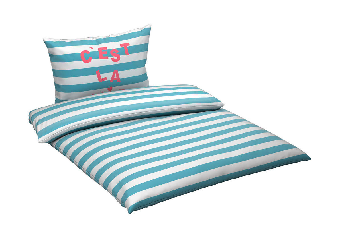 BETTWÄSCHE Satin 140/200 cm  - Blau/Creme, Trend, Textil (140/200cm) - Esposa