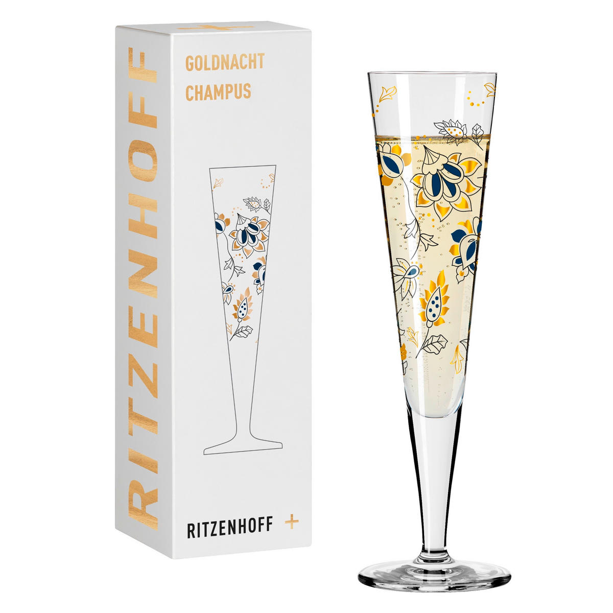 CHAMPAGNERGLAS 205 ml  - Blau/Goldfarben, Trend, Glas (7,2/24/7,2cm) - Ritzenhoff