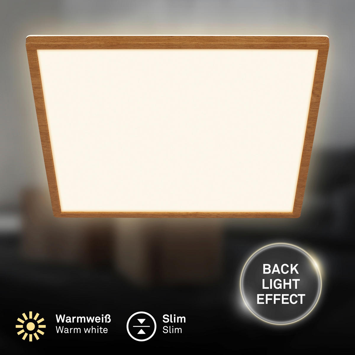 LED-PANEEL 42/42/3 cm  - Eichefarben, Basics, Kunststoff (42/42/3cm)
