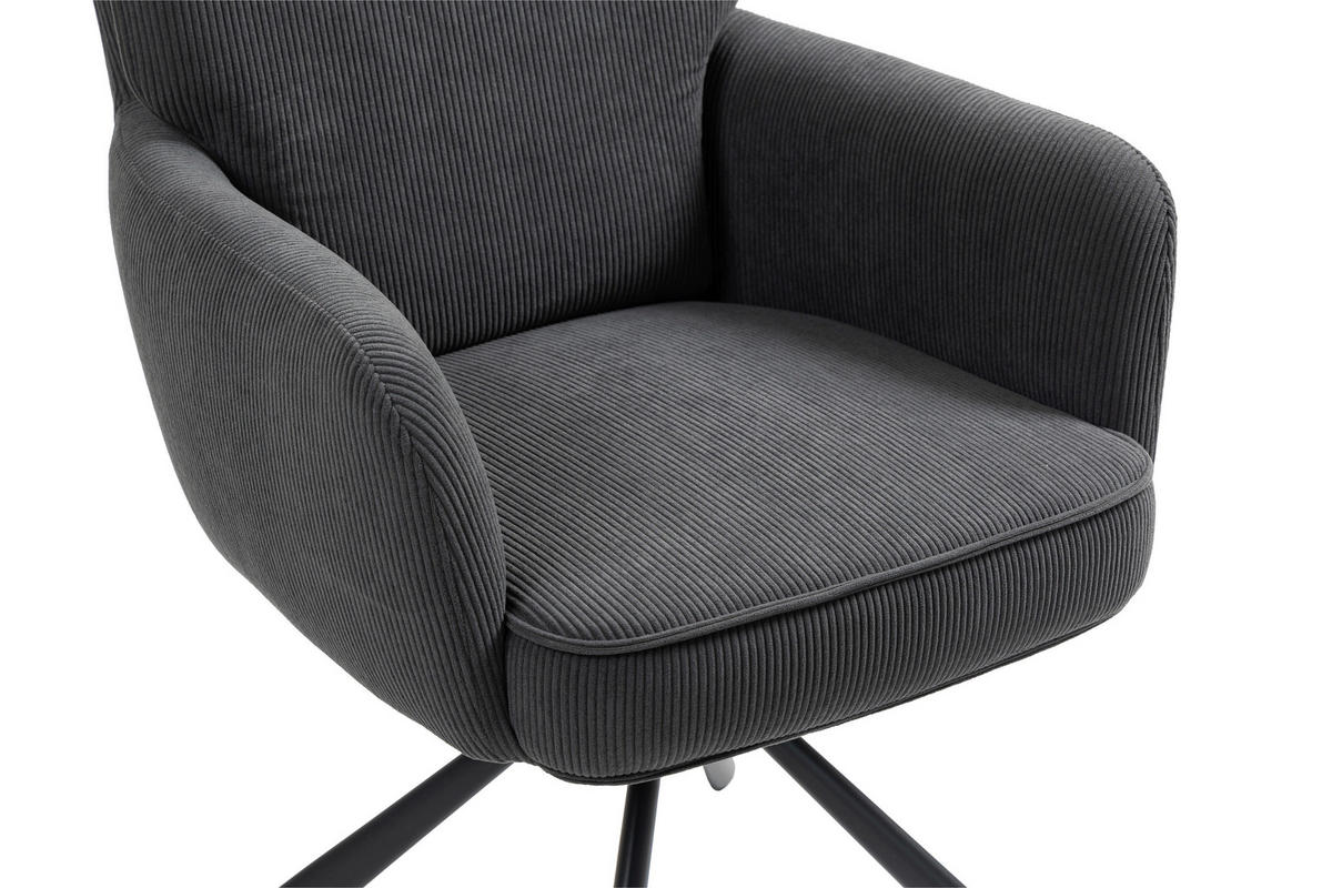 ARMLEHNSTUHL  in Cord  - Anthrazit/Schwarz, KONVENTIONELL, Textil/Metall (60/95/67cm) - MID.YOU