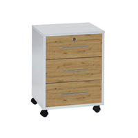 ROLLCONTAINER 44/58/40 cm  - Silberfarben/Weiß, LIFESTYLE, Holzwerkstoff/Metall (44/58/40cm) - MID.YOU