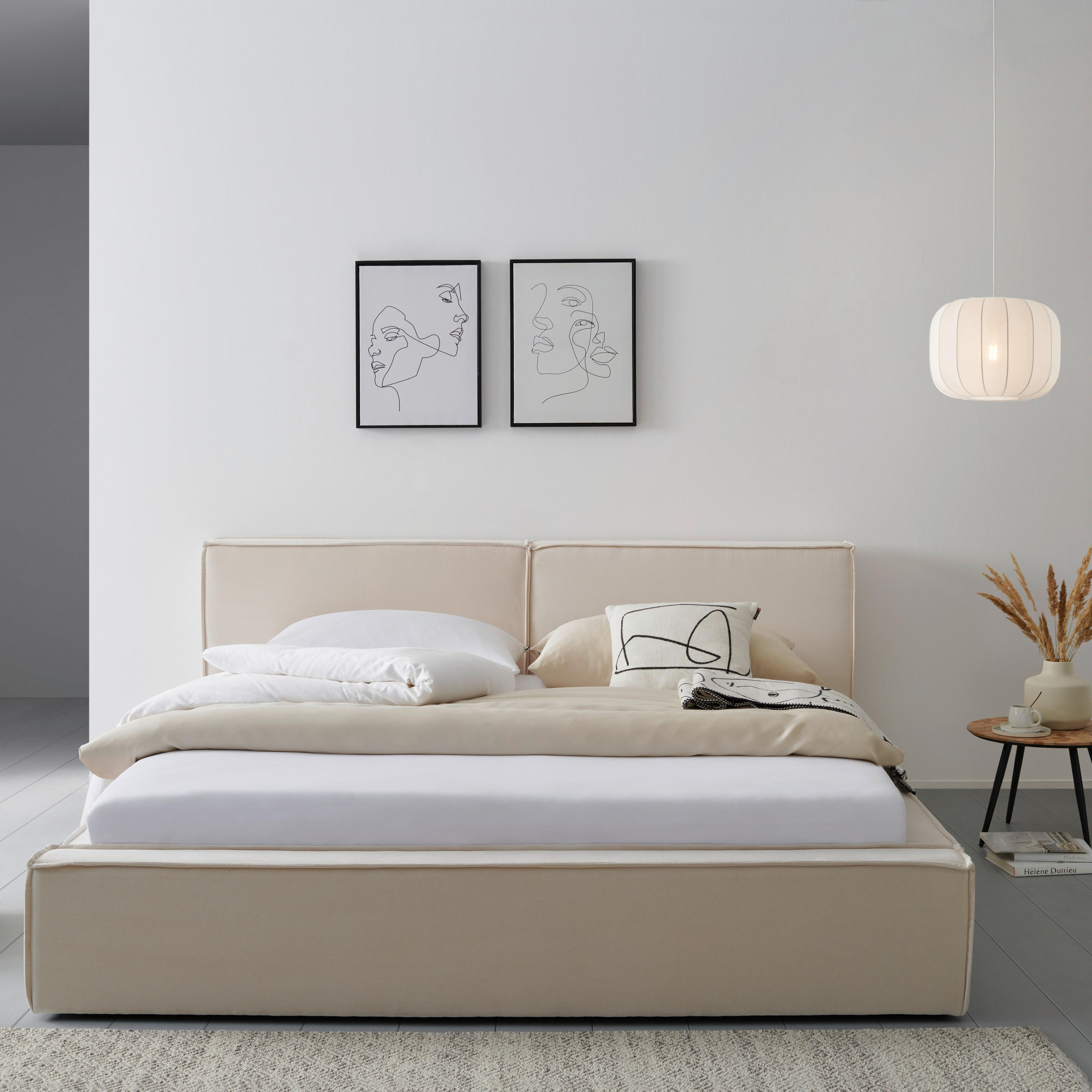 POLSTERBETT Lattenrost 180/200 cm  in Beige  - Beige/Schwarz, MODERN, Holz/Kunststoff (180/200cm) - Livetastic