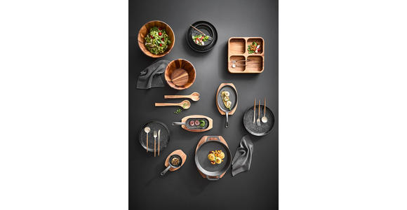 BRATPFANNE  - Schwarz/Naturfarben, Basics, Holz/Metall (22,5/12,8/3cm) - Homeware Profession.