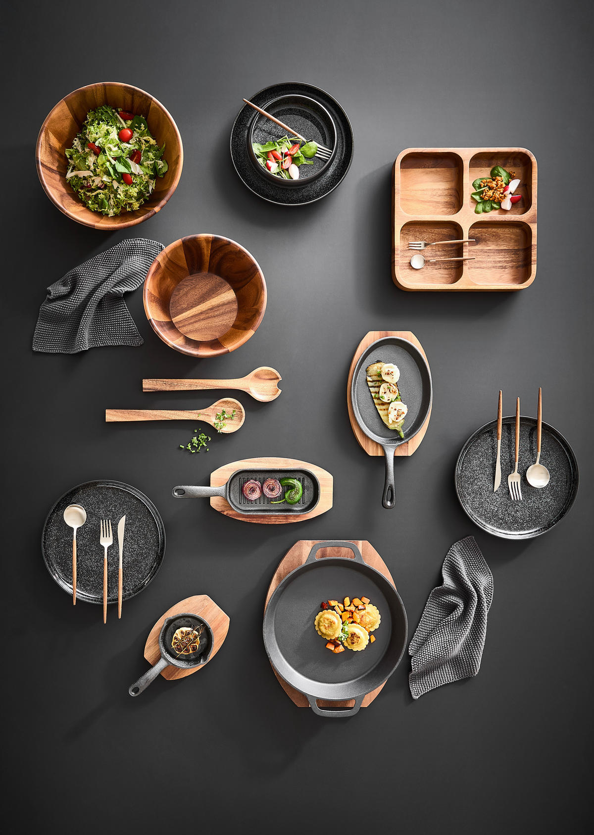 TAVA ZA PEČENJE    22,5/12,8/3 cm       - prirodne boje/crna, Basics, drvo/metal (22,5/12,8/3cm) - Homeware Profession.