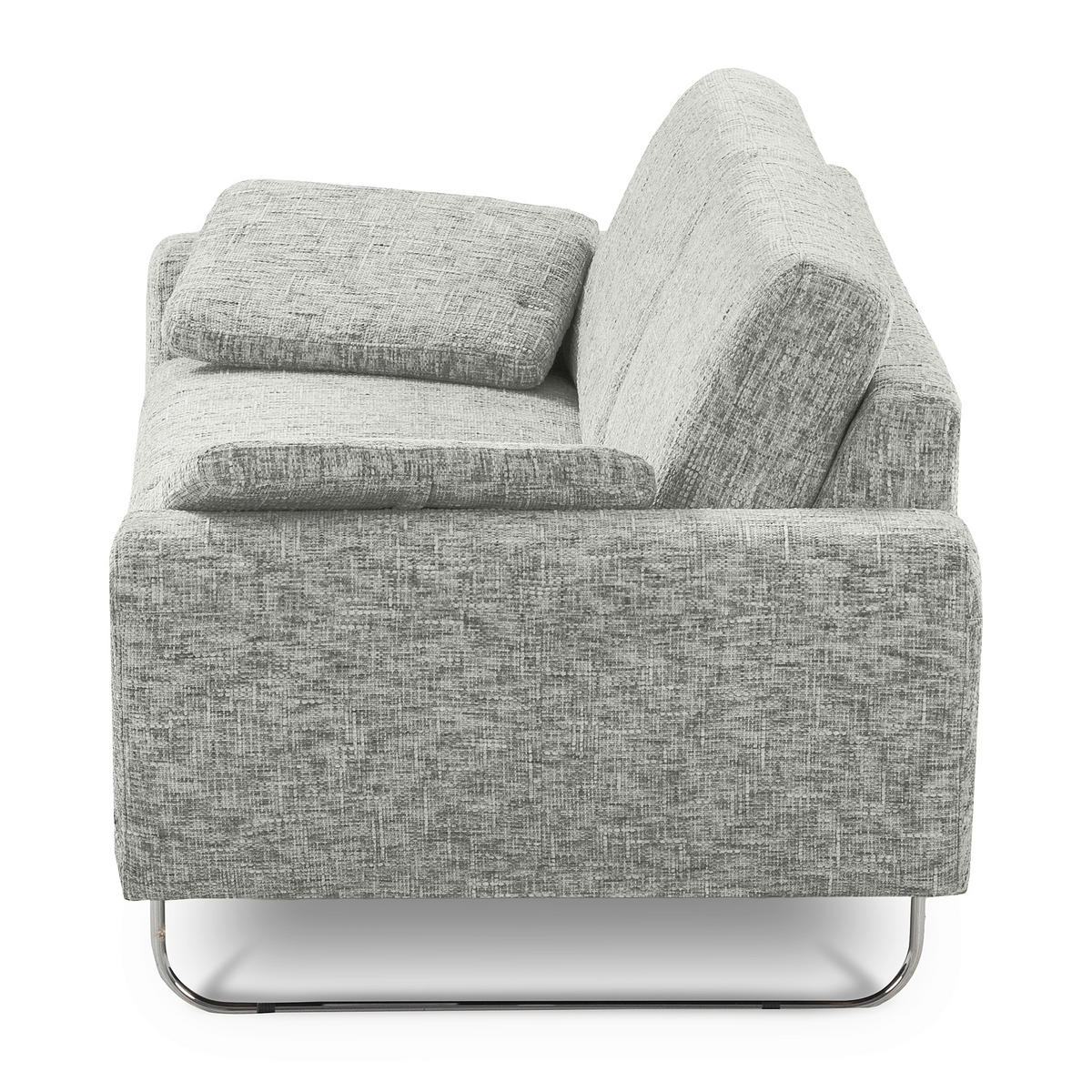 3-SITZER-SOFA SPRING in Webstoff Grau Modern  - Chromfarben/Grau, Design, Textil/Metall (187/85/92cm) - Livetastic