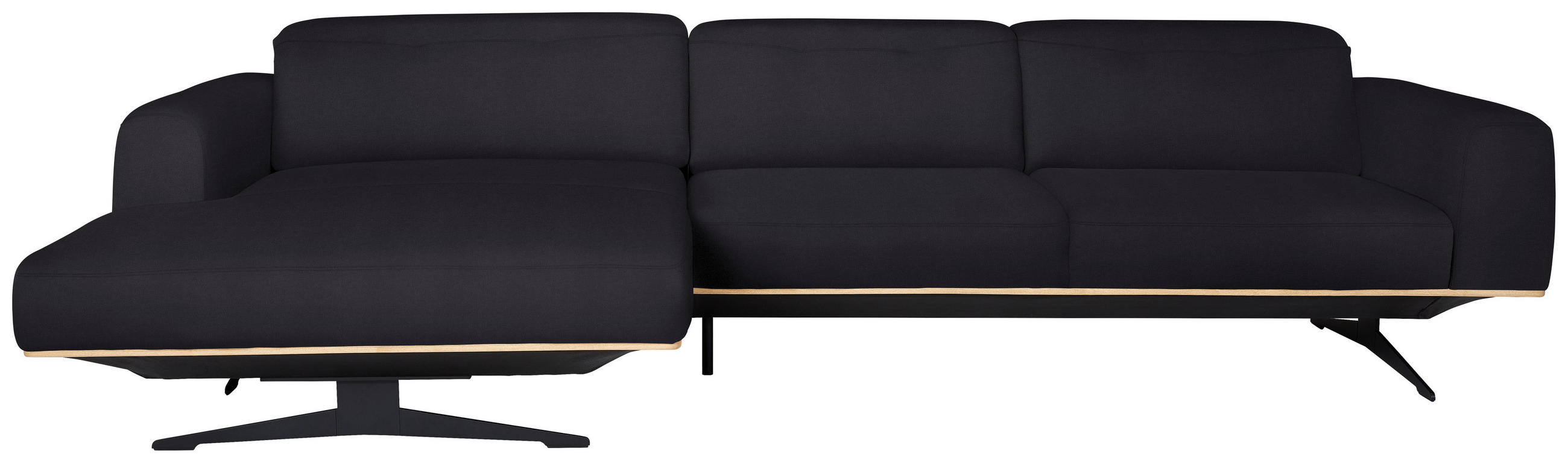 ECKSOFA in Echtleder Dunkelbraun  - Eichefarben/Dunkelbraun, Design, Leder/Holz (163/305cm) - Novel