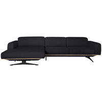 ECKSOFA in Echtleder Dunkelbraun  - Eichefarben/Dunkelbraun, Design, Leder/Holz (163/305cm) - Novel