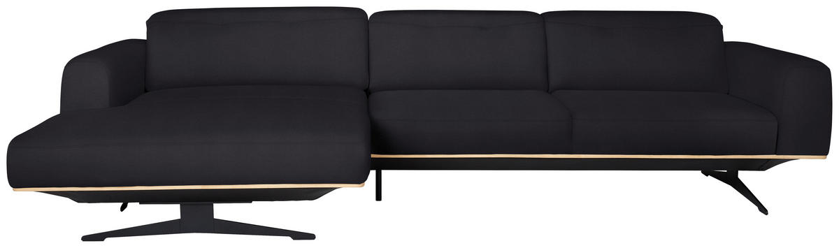 ECKSOFA in Echtleder Dunkelbraun  - Eichefarben/Dunkelbraun, Design, Leder/Holz (163/305cm) - Novel