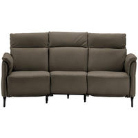 TRAPEZSOFA in Echtleder Graubraun  - Graubraun/Schwarz, Konventionell, Leder/Metall (221/103/95cm) - Dieter Knoll