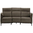 TRAPEZSOFA  in Echtleder Graubraun  - Graubraun/Schwarz, KONVENTIONELL, Leder/Metall (221/103/95cm) - Dieter Knoll