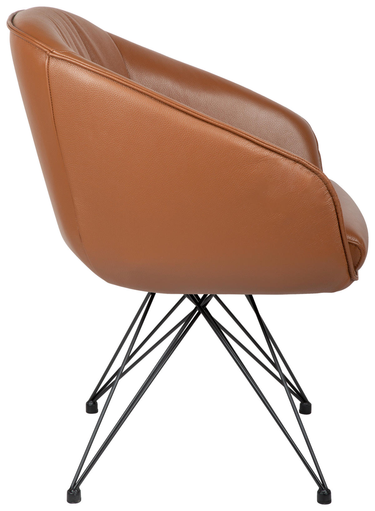 ARMLEHNSTUHL  in Eisen Echtleder pigmentiert  - Cognac/Schwarz, Design, Leder/Metall (59,5/83,5/63,5cm) - Emilio Belluti