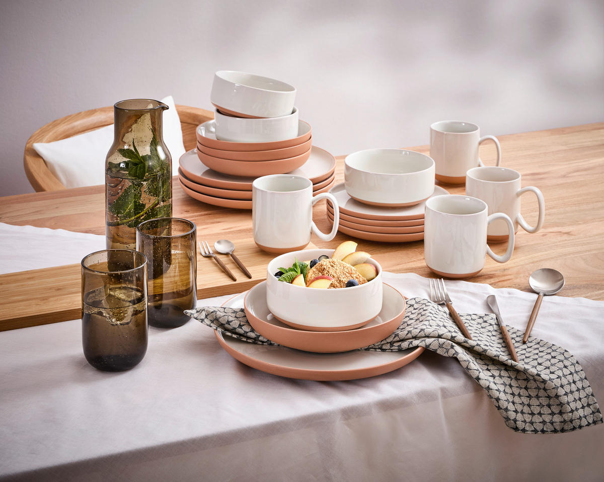 KOMBISERVICE Braun, Weiß Terra Nova 20-teilig 4 Personen  - Braun/Weiß, Trend, Keramik - Novel