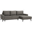 ECKSOFA in Velours Greige  - Greige/Schwarz, Basics, Holz/Textil (260/161cm) - Carryhome