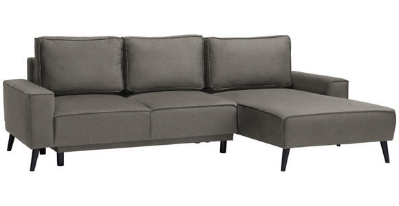 ECKSOFA in Velours Greige  - Greige/Schwarz, Basics, Holz/Textil (260/161cm) - Carryhome