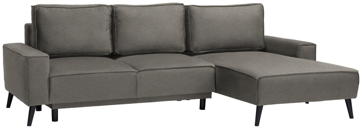 ECKSOFA in Velours Greige  - Greige/Schwarz, Basics, Holz/Textil (260/161cm) - Carryhome