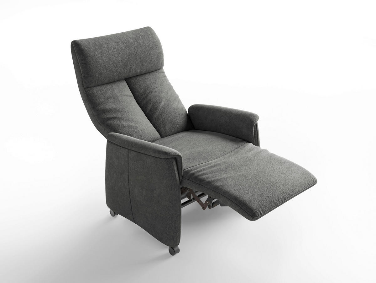 RELAXSESSEL TV CREMONA COMFORT E S1 Mikrofaser Kopfteilverstellung, Fußteilverstellung, Rücken echt    - Dunkelgrau/Schwarz, Basics, Kunststoff/Textil (76/110/84cm) - Sit & More