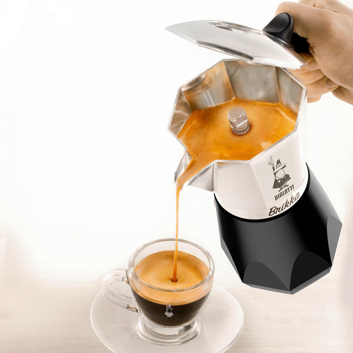 ESPRESSOKOCHER  - Silberfarben/Schwarz, Basics, Kunststoff/Metall (16/9.5/16.5cm) - Bialetti