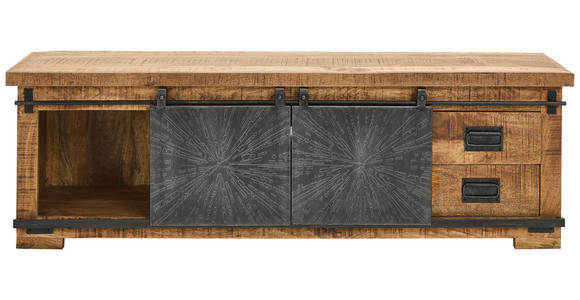 LOWBOARD  in 160/50/40 cm  - Schwarz/Naturfarben, Design, Holz/Metall (160/50/40cm) - Ambia Home