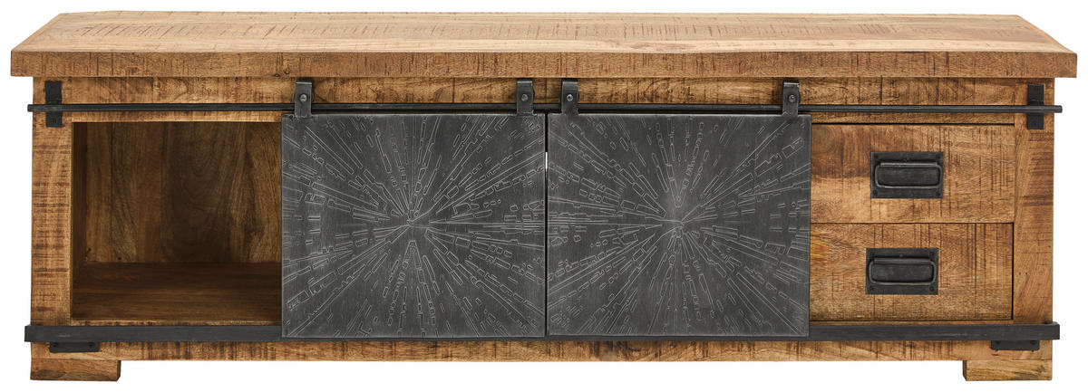 LOWBOARD  in 160/50/40 cm  - Schwarz/Naturfarben, Design, Holz/Metall (160/50/40cm) - Ambia Home