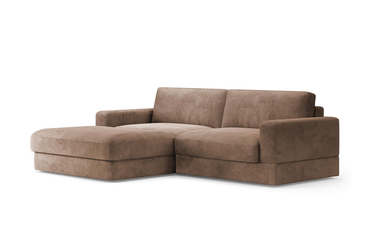 ECKSOFA FABIO E Sandfarben Cord  - Sandfarben/Schwarz, MODERN, Kunststoff/Textil (196/264cm) - Sit & More