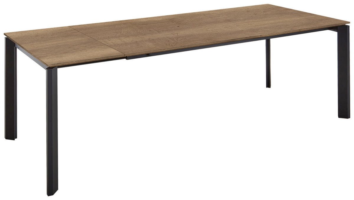 ESSTISCH Schwarz, Eiche dunkel rechteckig  ausziehbar  - Eiche dunkel/Schwarz, Basics, Holzwerkstoff/Metall (200-300/95/76cm) - Celina Home