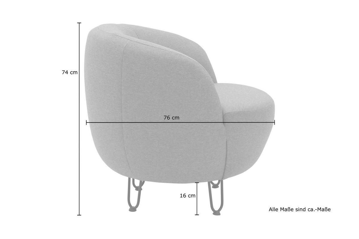SESSEL Webstoff Grau    - Schwarz/Grau, Design, Textil/Metall (72/74/76cm) - MID.YOU