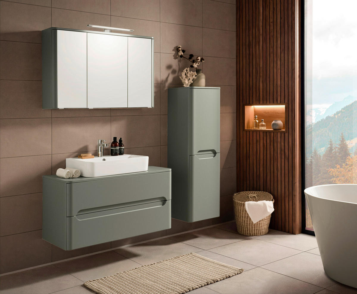 WASCHTISCHKOMBI 101 cm  - Schilfgrün/Weiß, KONVENTIONELL, Keramik/Holzwerkstoff (101cm) - Xora