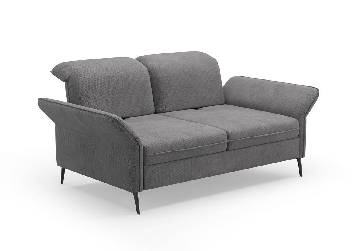 3-SITZER-SOFA in Flachgewebe Grau  - Schwarz/Grau, Konventionell, Textil/Metall (199/92/123cm) - Sit & More