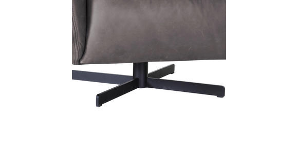 SESSEL in Echtleder Grau  - Schwarz/Grau, KONVENTIONELL, Leder/Metall (100/80/90cm) - Carryhome