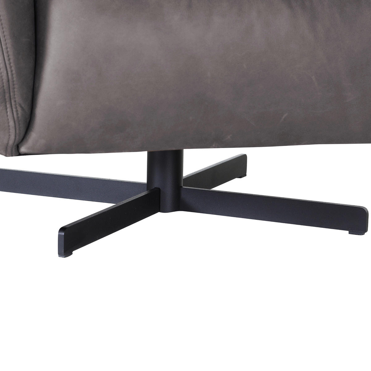 SESSEL in Echtleder Grau  - Schwarz/Grau, KONVENTIONELL, Leder/Metall (100/80/90cm) - Carryhome