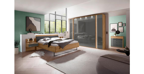 BETTANLAGE 180/200 cm  in Eiche Bianco, Lavagrau  - Eiche Bianco/Lavagrau, Design, Glas/Holz (180/200cm) - Dieter Knoll