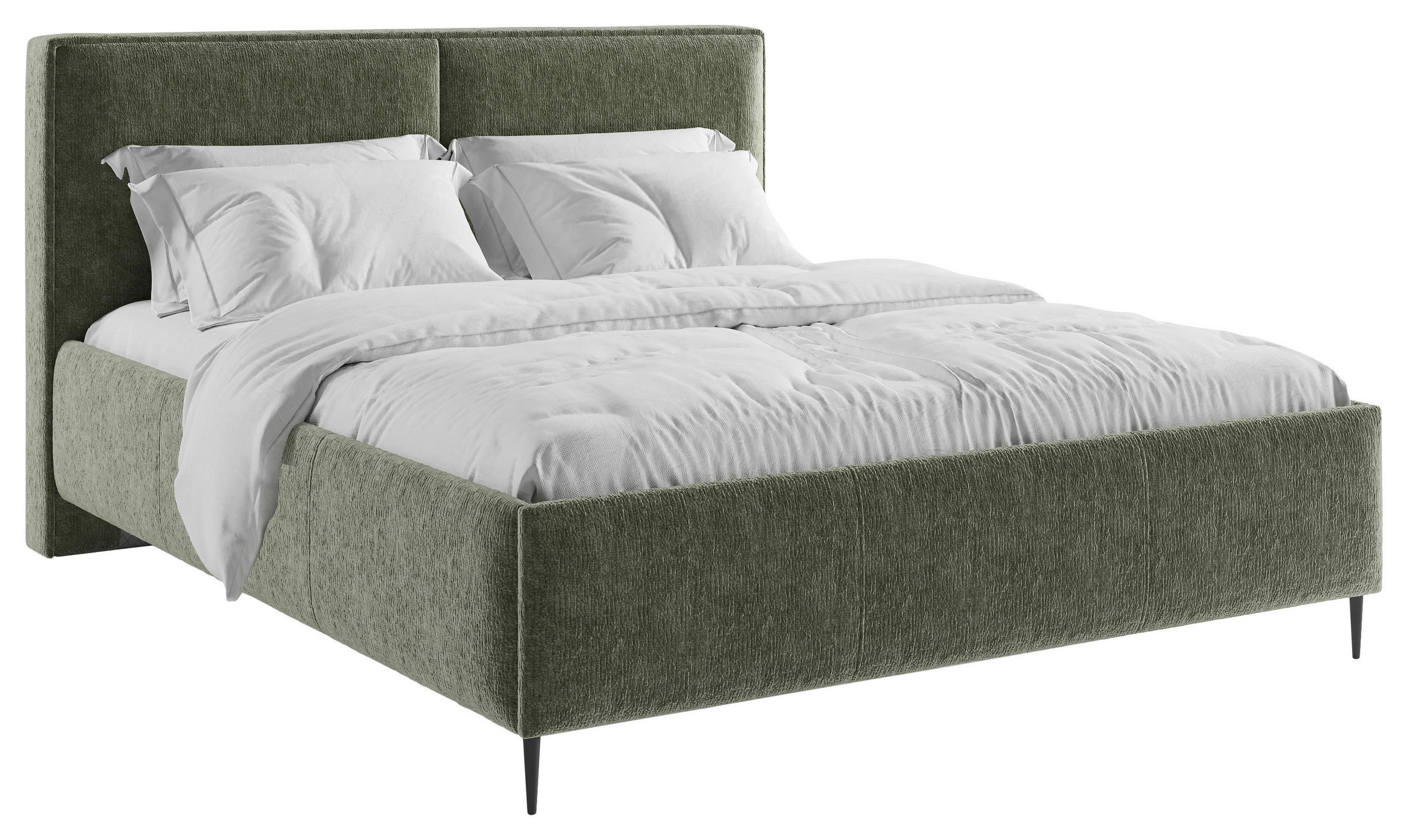 ČALÚNENÁ POSTEĽ, 180/200 cm, tmavozelená - čierna/tmavozelená, Modern, kov/drevo (180/200cm) - MID.YOU