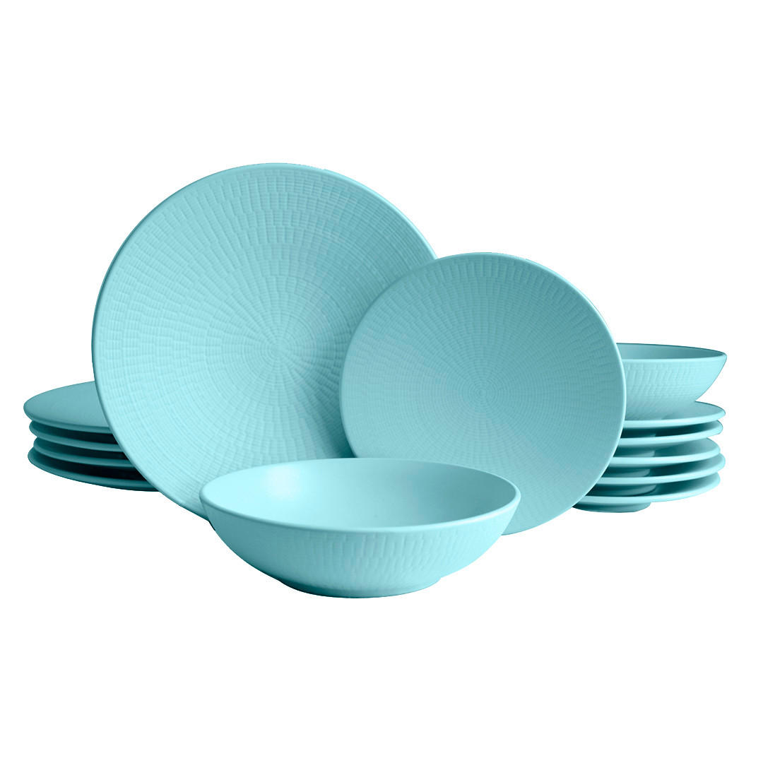TAFELSERVICE Blanka 12-teilig  - Pastellblau, Basics, Keramik (7,16kg) - Echtwerk