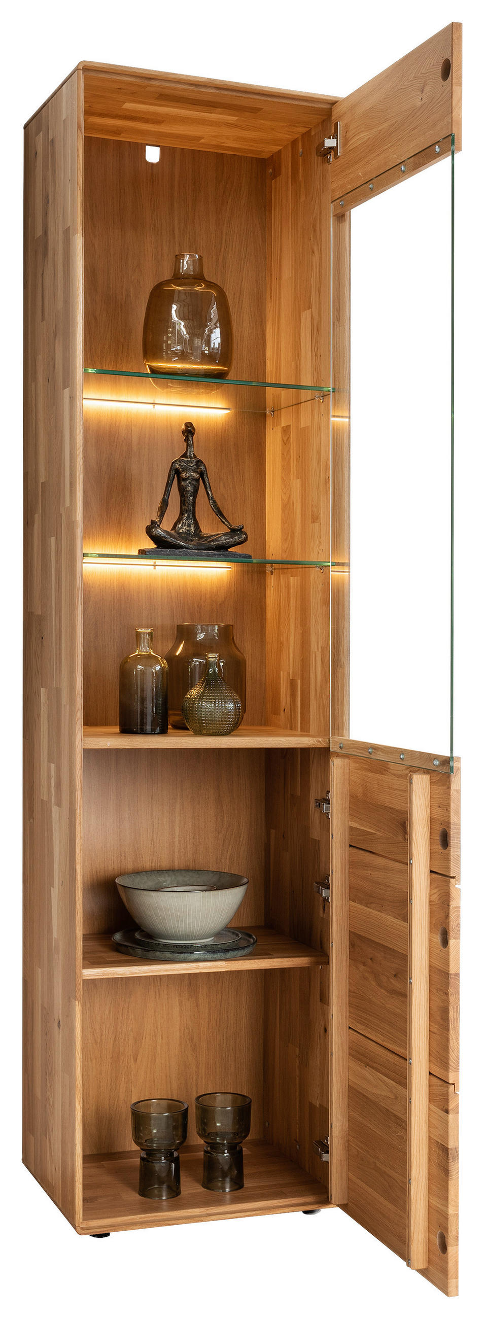 VITRINE in massiv Wildeiche Wildeiche  - Wildeiche, KONVENTIONELL, Glas/Holz (51/200/40cm) - Linea Natura