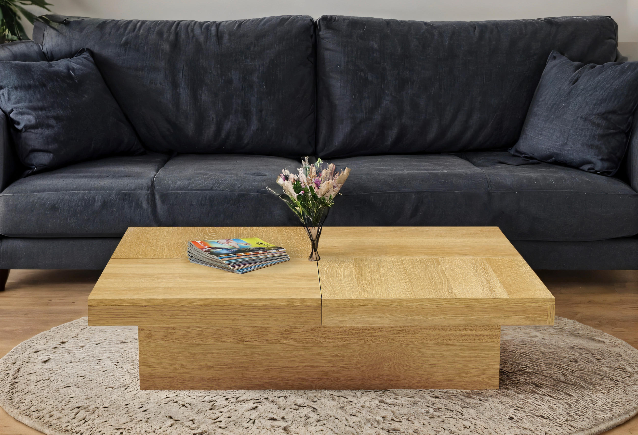 COUCHTISCH Eiche furniert 100/25/100 cm quadratisch Eichefarben  - Eichefarben, Design, Holz/Holzwerkstoff (100/25/100cm) - Livetastic