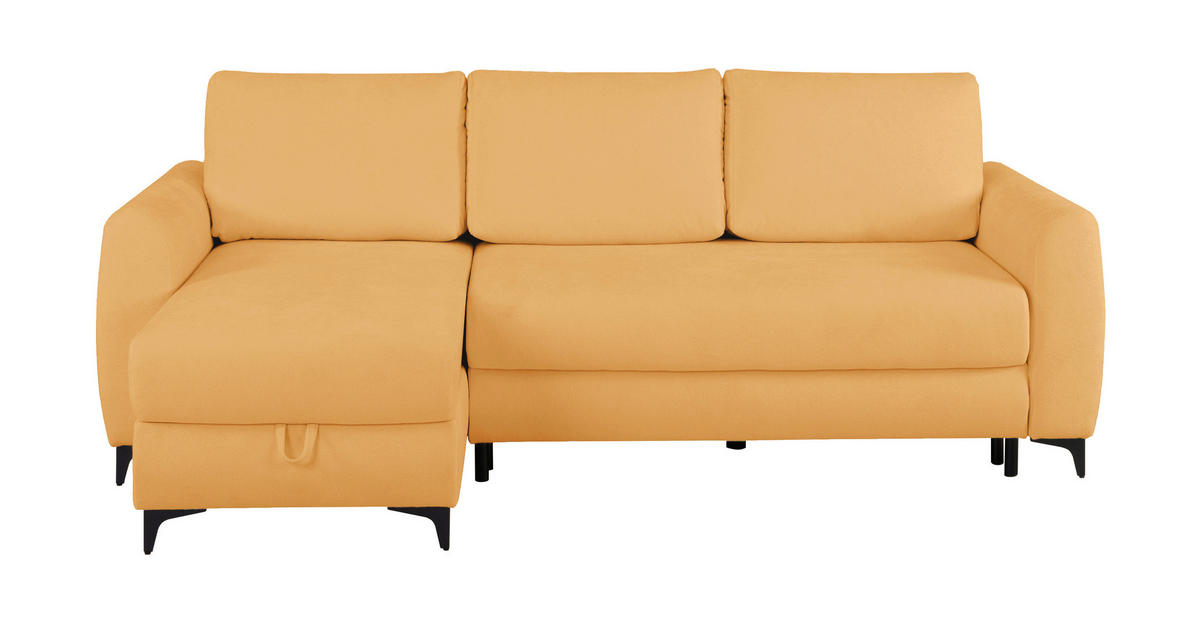 ECKSOFA Moli Gelb Bouclé  - Gelb/Schwarz, Design, Textil/Metall (236/148cm) - MID.YOU