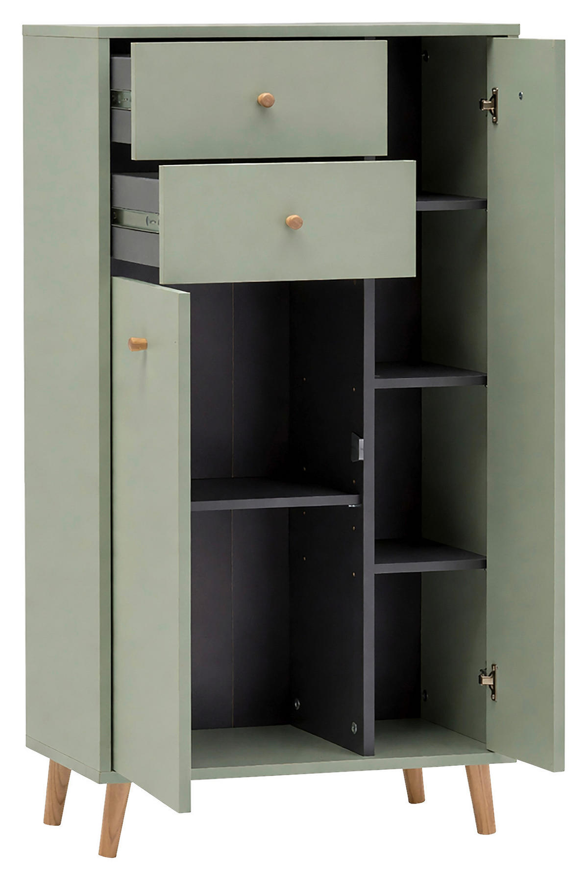 HIGHBOARD , 60,2/103,4/33,05 cm, 2 Schublade(n)  - Weiß/Grün, Design, Holz/Holzwerkstoff (60,2/103,4/33,05cm) - MID.YOU