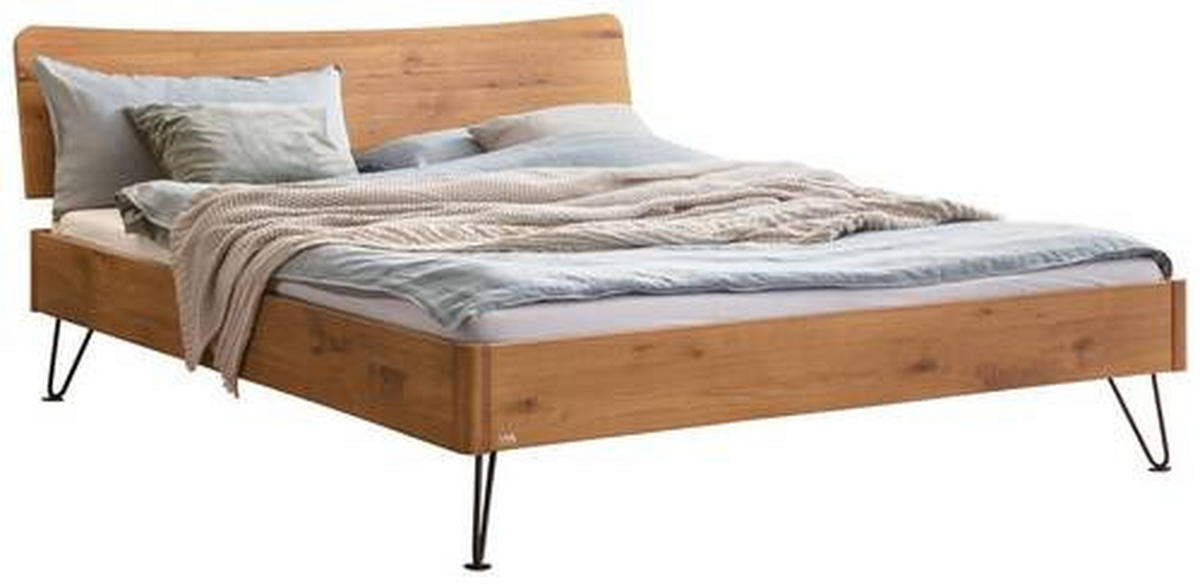 BETT 140/200 cm  in Wildeiche   - Wildeiche/Anthrazit, Modern, Holz/Metall (140/200cm) - Hasena