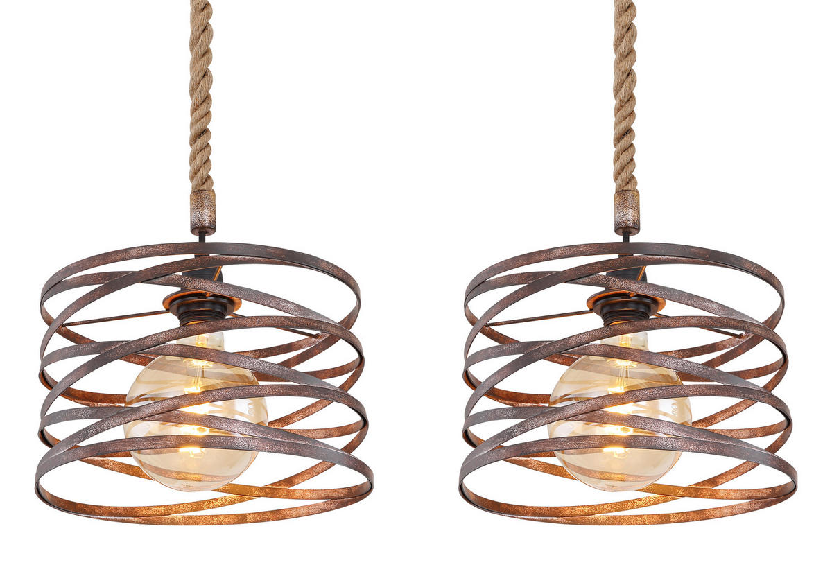 HÄNGELEUCHTE 115/28/120 cm    - Rostfarben/Schwarz, Basics, Naturmaterialien/Metall (115/28/120cm) - Globo
