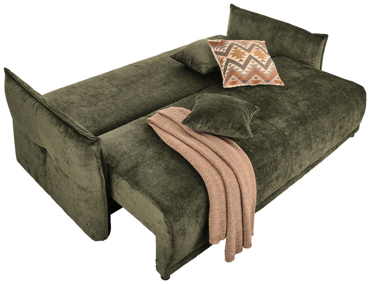 BOXSPRINGSOFA in Chenille Dunkelgrün  - Dunkelgrün/Schwarz, Modern, Kunststoff/Textil (235/95/108cm) - Hom`in